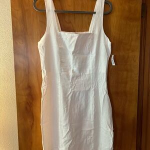 Old Navy white linen blend mini dress